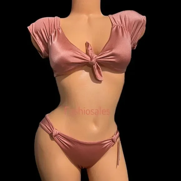 Victoria’s Secret Swim Twist off Shoulder Short-sleeve Bikini Top & Bottom Set - Picture 3 of 12